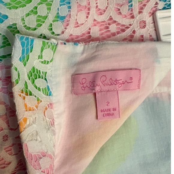 Lilly Pulitzer Multicolored Floral Lace Mini Skirt Pink Blue Green Size 2 - Picture 7 of 8
